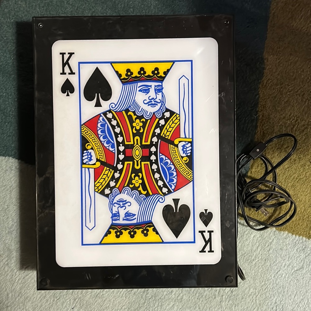 King of Spades Wall Art Lighted Sign - Black, White, Yellow, Blue, Red